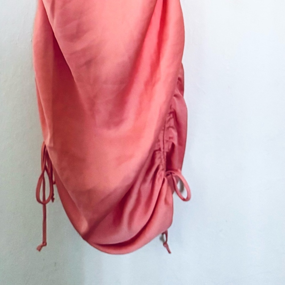 NWT Kenedik cowl neck ruched peach dress sz medium - Picture 3 of 8
